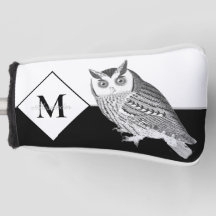 Blue Owl Grey Monogram name Golf Head Hoesje