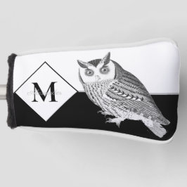 Blue Owl Grey Monogram name Golf Head Hoesje Golfheadcover
