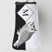 Blue Owl Grey Monogram name Golf Head Hoesje Golfheadcover (Draai 90)