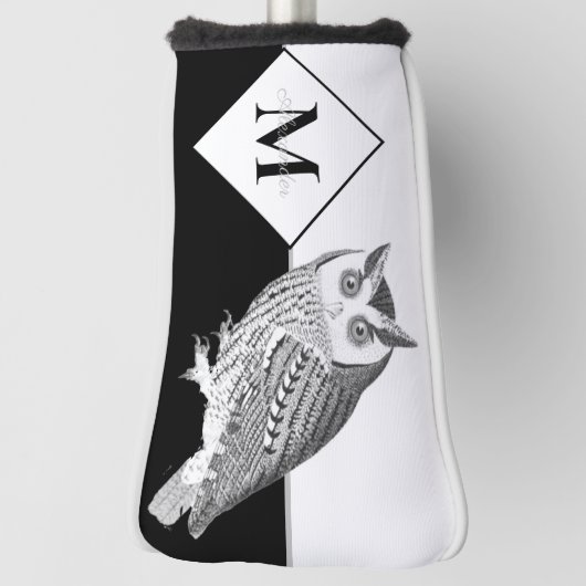 Blue Owl Grey Monogram name Golf Head Hoesje Golfheadcover (Draai 90)