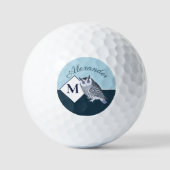 Blue Owl Grey Monogram name Golfballen (Voorkant)