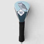 Blue Owl Grey Monogram name Golfheadcover (Voorkant)