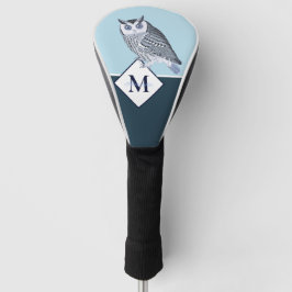 Blue Owl Grey Monogram name Golfheadcover