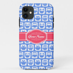 Blue Owl Hot Pink Persoonlijke naam iPhone 11 Hoesje