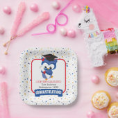 Blue Owl Kleuterschool Afstuderen Papieren Bordje (Feest)