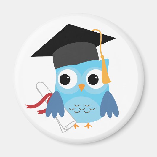 Blue Owl met Diploma Afstuderen Magnet (Voorkant)