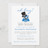 Blue Owl met Mustache Baby shower Invitation Kaart (Achterkant)