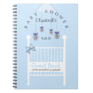 Blue Owl Mobile Baby shower Guest Book- Notitieboek
