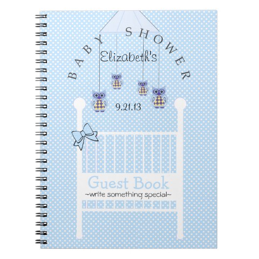 Blue Owl Mobile Baby shower Guest Book- Notitieboek (Voorkant)