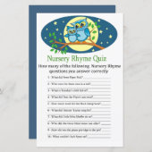Blue Owl Nursery Rhyme Quiz baby shower game (Voorkant / Achterkant)