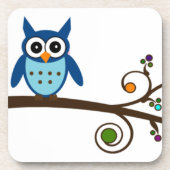 Blue Owl op Colorful Branch Drankjes Onderzetter (Voorkant)