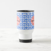 Blue Owl Pattern Coral Monogram Persoonlijke naam Reisbeker (Center)
