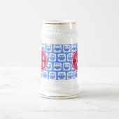 Blue Owl Pattern roze Aangepast monogram aangepast Bierpul (Center)
