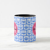 Blue Owl Pattern roze Aangepast monogram aangepast Mok (Midden)