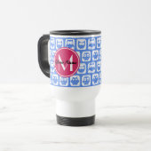 Blue Owl Pattern roze Aangepast monogram aangepast Reisbeker (Voorkant links)