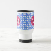 Blue Owl Pattern roze Aangepast monogram aangepast Reisbeker (Center)
