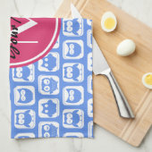 Blue Owl Pattern roze Aangepast monogram aangepast Theedoek (Quarter Fold)