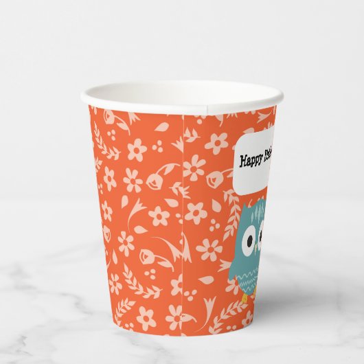 Blue Owl Personal Paper Party Cup Papieren Bekers (Rechts)