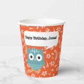Blue Owl Personal Paper Party Cup Papieren Bekers (Voorkant)