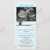 Blue Owl Sonogram Baby Shower Invitations Kaart (Voorkant / Achterkant)