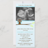 Blue Owl Sonogram Baby Shower Invitations Kaart (Voorkant)