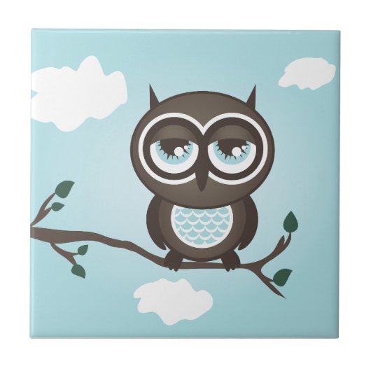 Blue Owl Trivet Tegel Tegeltje (Voorkant)