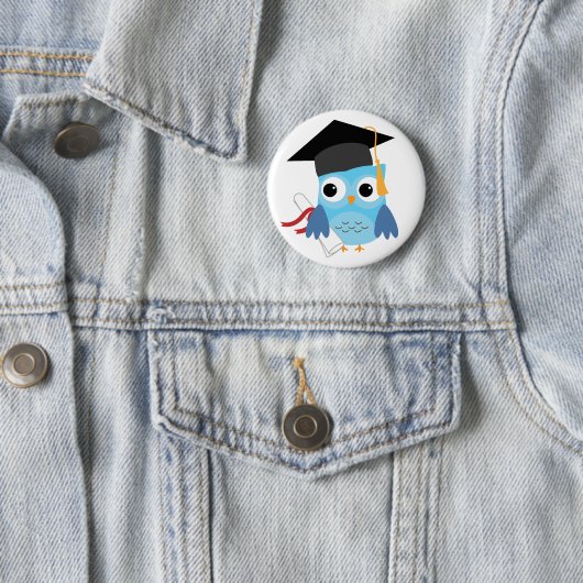 Blue Owl with Diploma Afstuderen Button (In situ)