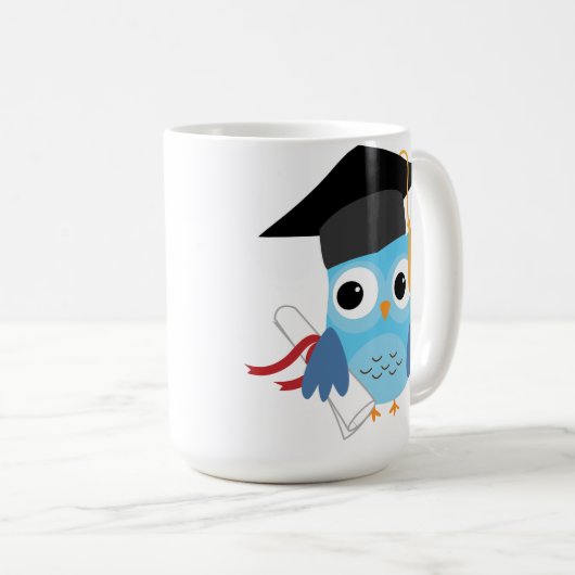 Blue Owl with Diploma Afstuderen Mok (Voorkant rechts)