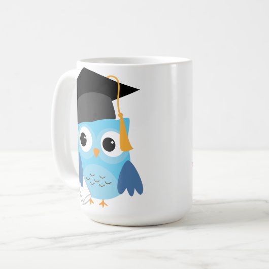 Blue Owl with Diploma Afstuderen Mok (Voorkant links)