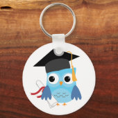 Blue Owl with Diploma Afstuderen Sleutelhanger (Voorkant)