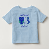 Blue Owls 3rd Birthday Personalized T-Shirt (Voorkant)
