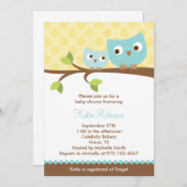 Blue Owls Baby Shower-uitnodigingen Kaart (Voorkant / Achterkant)