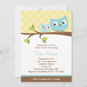 Blue Owls Baby Shower-uitnodigingen Kaart