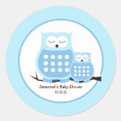 Blue Owls Boy Baby shower Ronde Sticker (Voorkant)