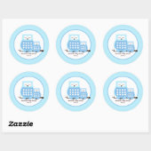 Blue Owls Boy Baby shower Ronde Sticker (Vel)