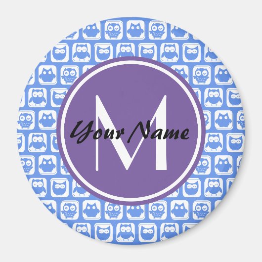 Blue Owls Custom Monogram Magneet (Voorkant)