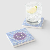 Blue Owls Custom Monogram Stenen Onderzetter (Zijkant)