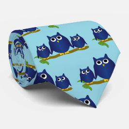 Blue Owls Design Any Colour Background Stropdas
