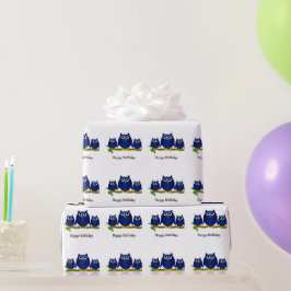 Blue Owls Design Birthday Gift Cadeaupapier
