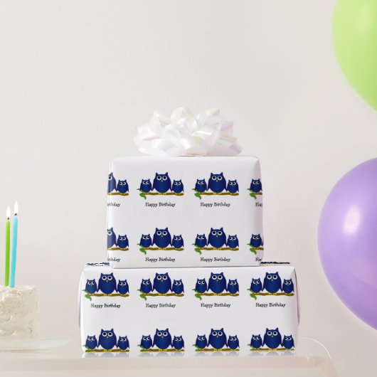 Blue Owls Design Birthday Gift Cadeaupapier (Feestgeschenken)