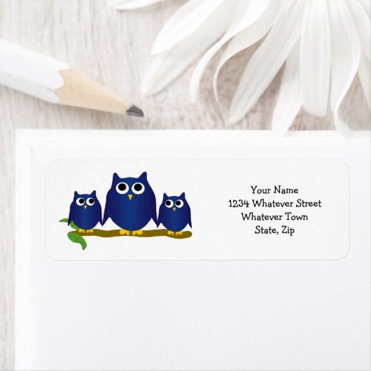 Blue Owls Design Return Address Etiket (Insitu)