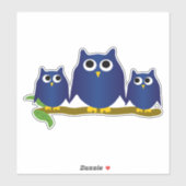 Blue Owls Design Sticker (Vel)