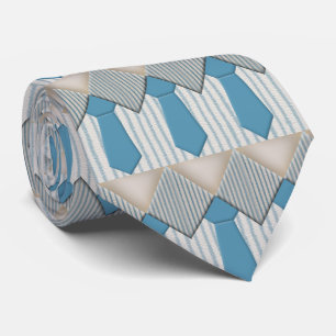 Blue Oxford Pinstripe Novelty Design Stropdas