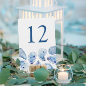 Blue Oyster Waterverf Trouwtafel nummer Kaart