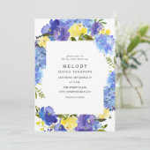 Blue Paars and Yellow Floral Event Kaart (Staand voorkant)