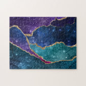 Blue Paars Aqua Gold Veins Agate Legpuzzel (Horizontaal)