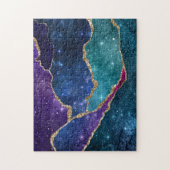 Blue Paars Aqua Gold Veins Agate Legpuzzel (Verticaal)