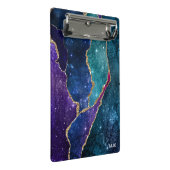 Blue Paars Aqua Gold Veins Agate Monogram Mini Klembord (Schuin)