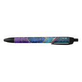Blue Paars Aqua Gold Veins Agate Monogram Zwarte Inkt Pen (Bodem)