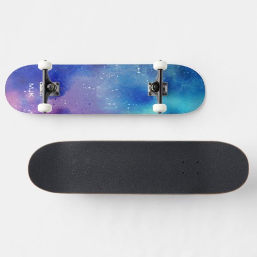 Blue Paars Aqua Monogram Persoonlijk Skateboard (Horizontaal)